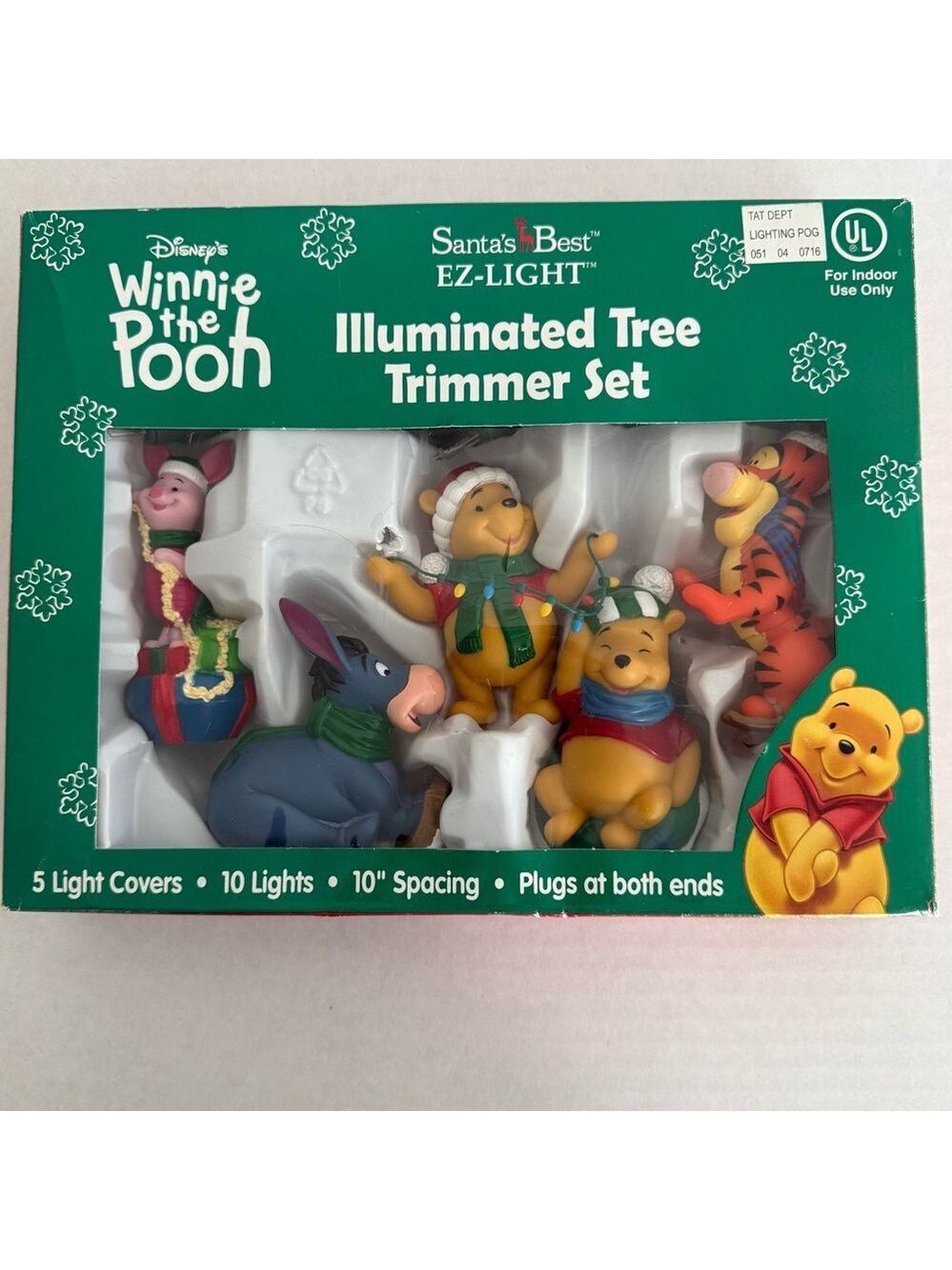 Vintage Disney's Winnie The Pooh EZ Light Tree Trimmer Set Santa Best 2001